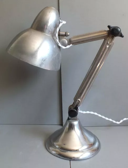 Ancienne Lampe De Bureau Articulee En Metal Chrome