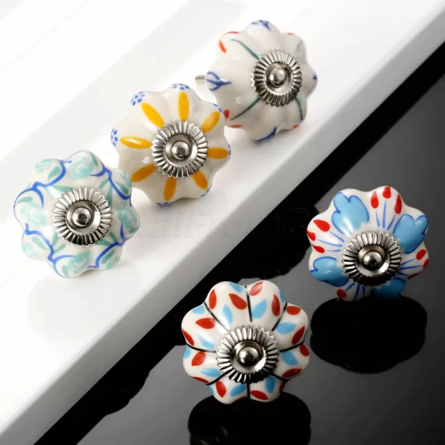 Pumpkin Kitchen Cabinet Knobs Flower Drawer Ceramic Dresser Closet Pulls Handles