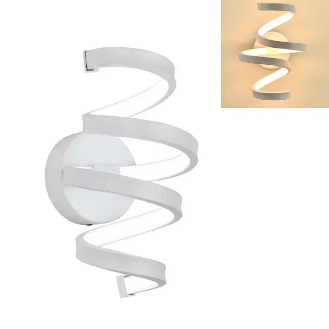 Goeco Applique da Parete Interno, 24W 2700LM 35 CM Lampada da Parete a Spirale in Acrilico 3000K Luce Bianco Calda, Applique LED a Muro Moderna per Camera Letto Soggiorno Corridoio, Bianco