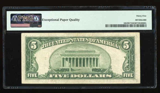DBR 1934-D $5 Silver STAR Fr. 1654Wi* Wide I PMG 35 EPQ Serial *20630911A 2