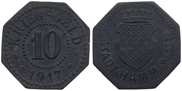 Deutschland - Notgeld Stadt Hamm 10 Pfennig 1917 - Kohlebergbau Kriegsgeld