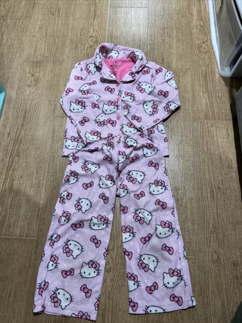 Hello Kitty Pajama Pants Girls 4 Pink Pull-On Elastic Waist Flame