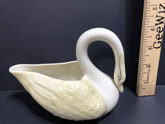 Vintage Belleck Ireland Swan Creamer China Cream Lustre Green logo Free Shipping