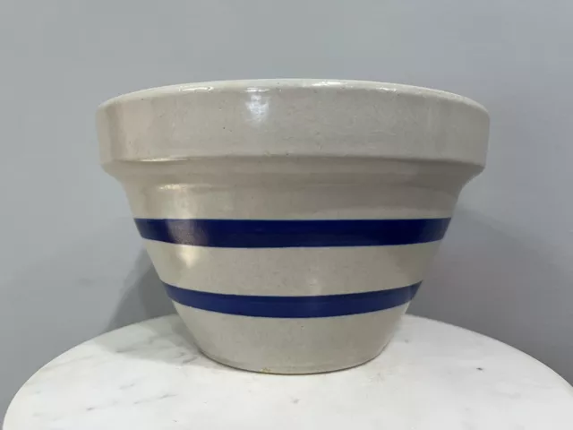 Robinson Ransbottom Co RRP Roseville OH Pottery 8" Cobalt Blue Band Mixing Bowl