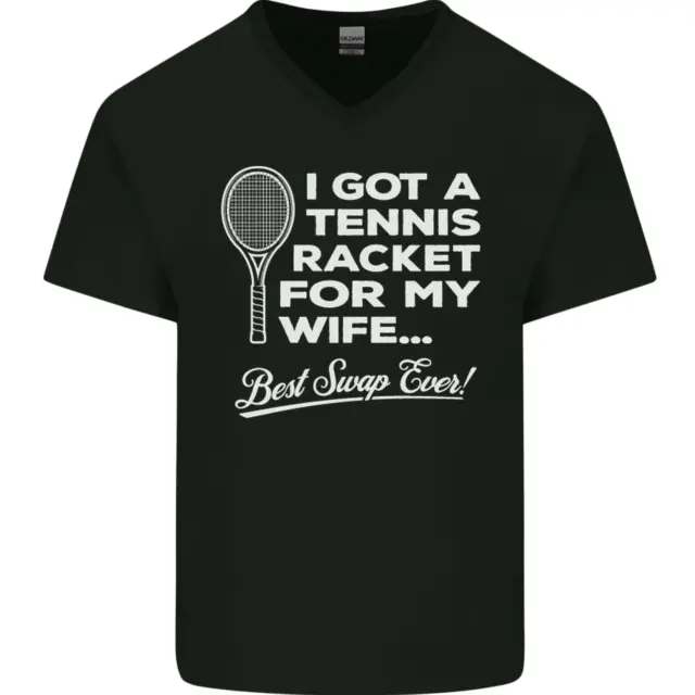 Un Tennis Racchetta per My Wife Migliore Swap Ever! Uomo V-Neck Cotone T-Shirt