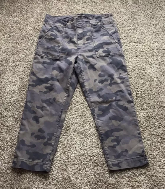 Kut from the Kloth High Rise Crop Straight Leg Womens Size 10 Gray Camo Jean