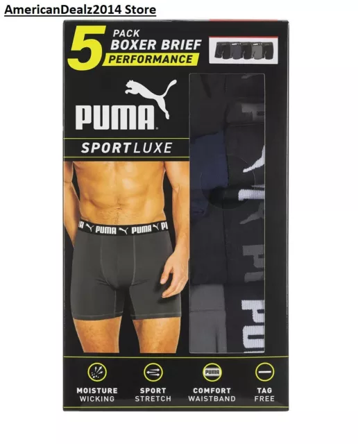 NEW2023 5 Pack PUMA Mens Quick Dry Active Sport Boxer Brief M-XL 2XL 4XL
