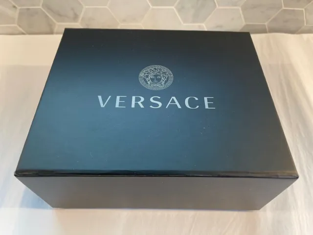 Versace 6”x7”x3” Small Empty Black GIFT BOX Logo for Bag Sturdy Magnetic Close