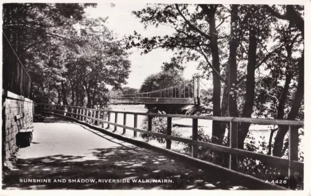 Vintage Postcard (1962) - Sunshine and Shadow Riverside Walk Nairn - Posted 0572