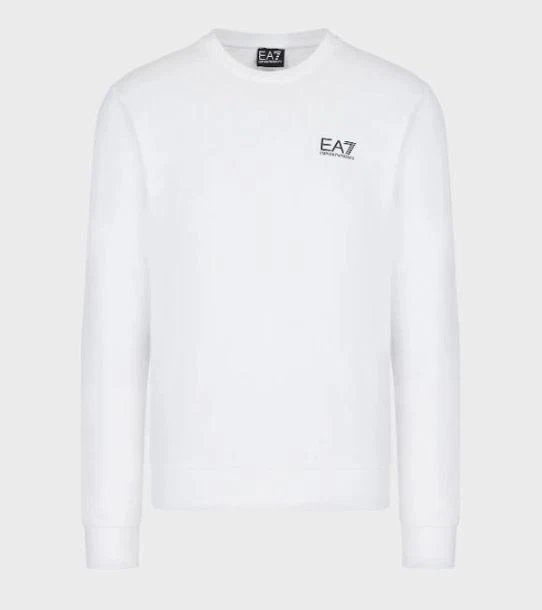 Felpa Uomo EA7 Emporio Armani Girocollo Cotone Garzato Moda 8NPM52 1100 Bianco