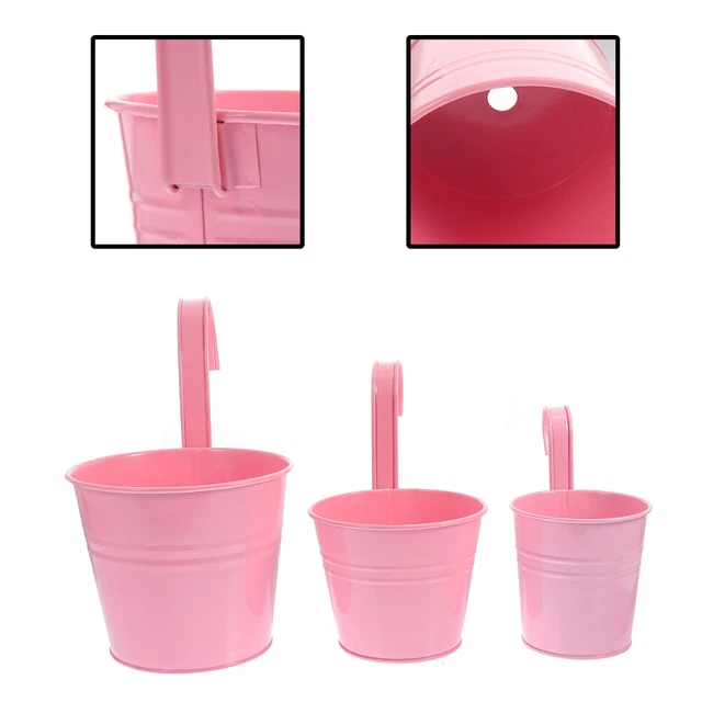 3Pcs Eisen Topf Wand Hängen Blumentopf Verzinkt Eimer Pflanzer