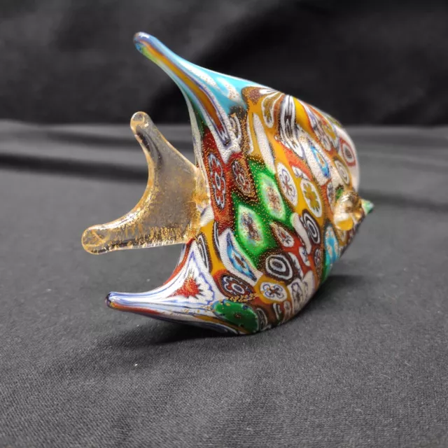 Vintage Murano Art Glass Fish Millefiori & Gold Fleck Angelfish. 3