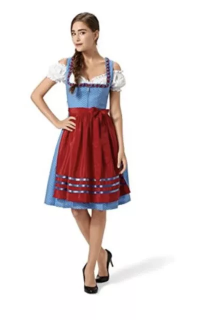 Original Steindl Dirndl 3 Piece Blue Oktoberfest Ladies Dress Snow White Size 10