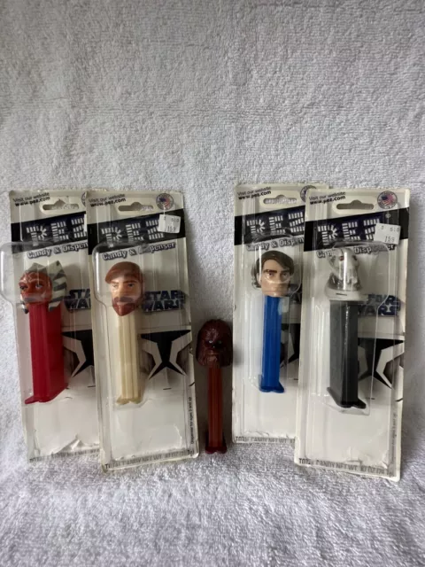 Lot Of 5 Star Wars Pez Dispensers candy removed