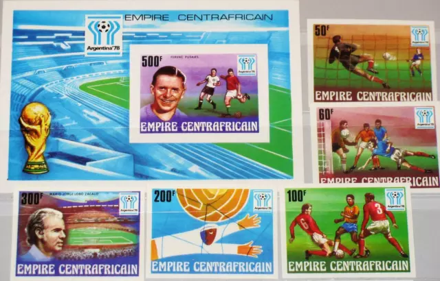 CAR CENTRAL AFRICAN REP. 1977 513-17 Block 20 U 303-08 Soccer World Cup 1978 MNH