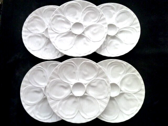 6 Assiettes à huitres en porcelaine blanche Pillivuyt