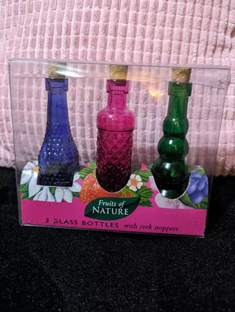 Vintage coloured glass bottles gift set with corks - Fruits of nature
