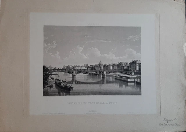 View taken of the Pont Royal in Paris from a 19th century Lerebours daguerreotype