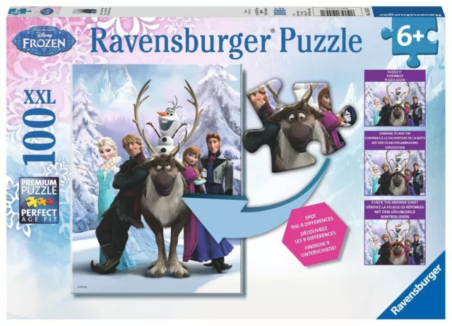 Ravensburger Walt Disney Puzzle Die Eiskönigin Frozen + Suchspiel 100 Teile Xxl