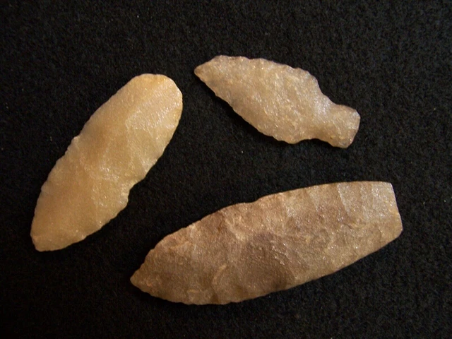 Three Authentic Hixton Quartz Points From Kane County, Illinois Collection