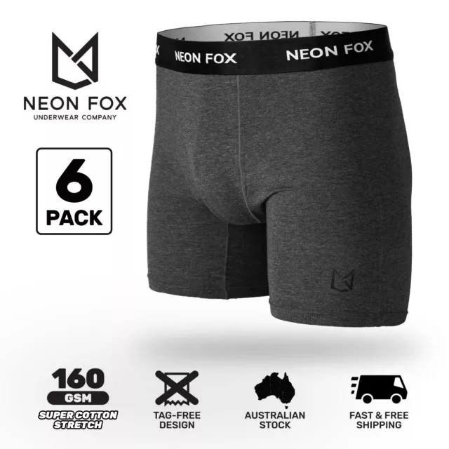 Mens Boxer Briefs - Premium Underwear - Super Cotton Stretch Trunks - 6 Pack