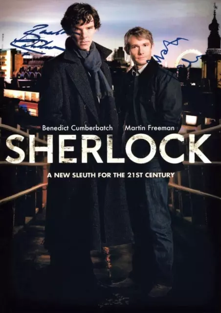 SHERLOCK SIGNED PHOTO POSTER 12"X8" A4 Benedict Cumberbatch & Martin Freeman