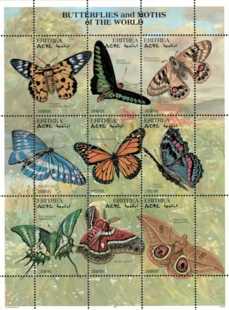 Eritrea 1997 - Butterflies and Moths of the World - Sheet of 9 - Scott 290 - MNH