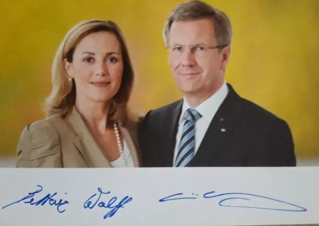 Bettina & Christian Wulff / Bundespräsident 2010-2012 Original Autogramme