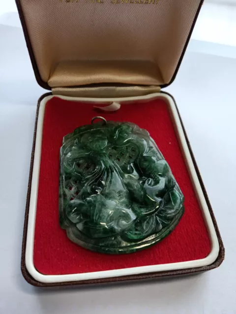 Antique/ Vintage Beautifully Carved Jade Jadeite Large Pendant