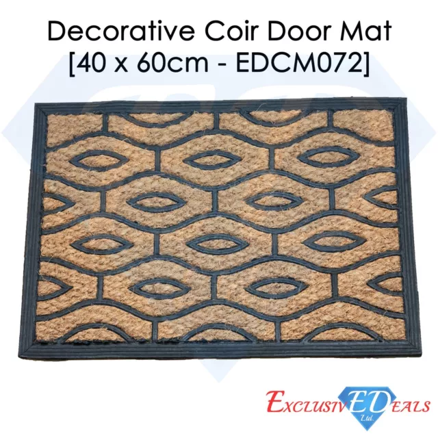 Non-Slip Door Mat PVC Rubber & Coir Fibers Indoor Outdoor Dirt Trapper 40 x 60cm