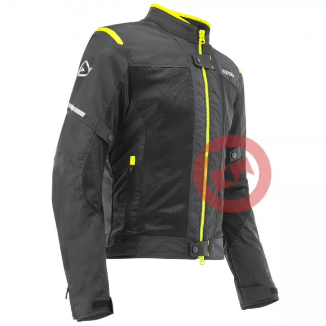 Giacca Moto Acerbis Ce Ramsey Vented Nero/Giallo Fluo Con Protezioni Omologate