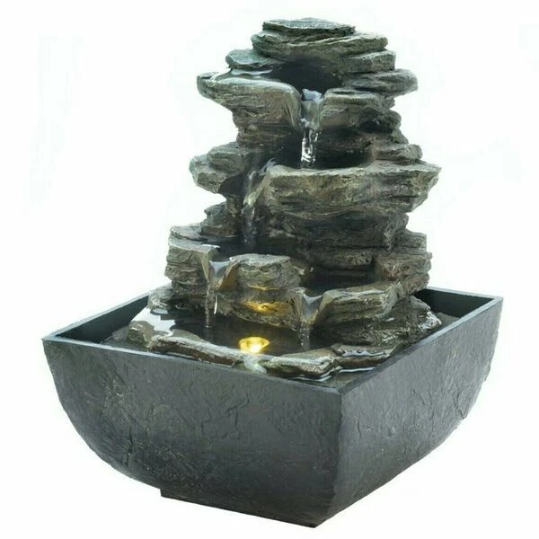 ACCENT PLUS MULTILEVEL Tiered Rocks Lighted Tabletop Fountain 56.19