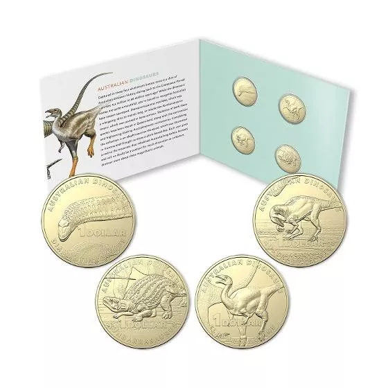 2022 Australian Dinosaurs $1 Coins - Set of 4 Dinosaur Coin Collection