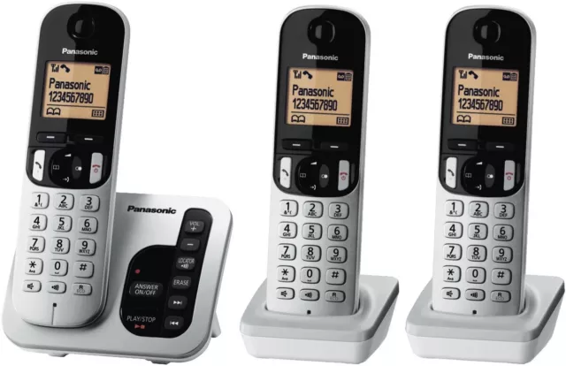 PANASONIC DECT Digital Cordless Phone Answering Machine Triple Pack Handsets NEW 2