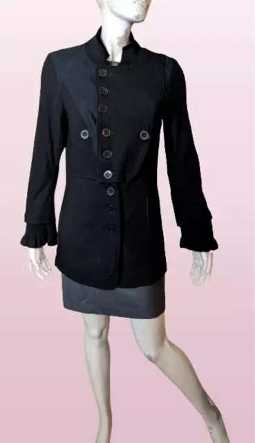 💕 One Step Taille 40   💕 Superbe manteau noir femme laine vierge coton