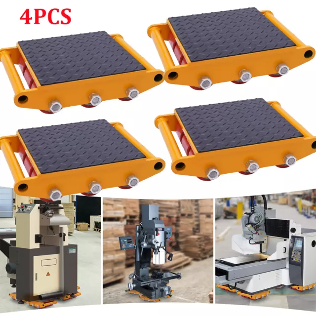 4PCS 15T 33000lbs Industrial Machinery Mover w/ 9 Rollers Machine Dolly Skate US