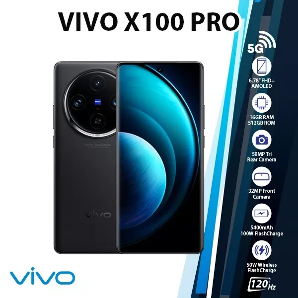 ViVO X100 Pro 5G Dimensity 9300 NFC 16GB+1024GB 120Hz 50MP Triple Camera  IP68