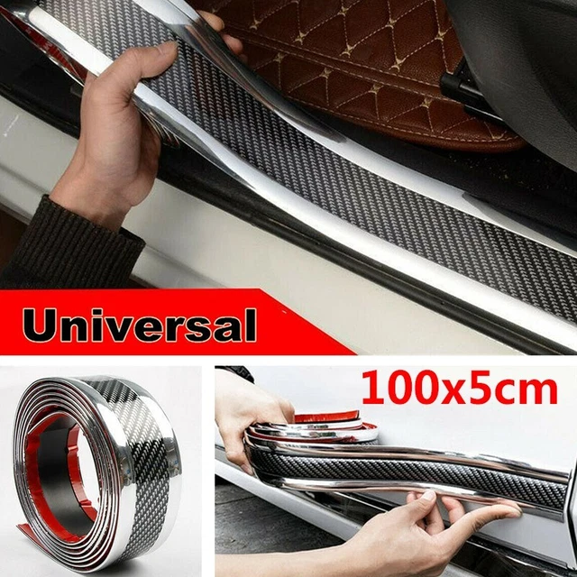 Autocollants Protection Seuil De Porte Voiture - Fibre De Carbone Réfléchissant - 4 Pièces Rouge - Pour Toyota Auris, Corolla, Yaris, Etc. - 10