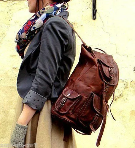 New Genuine Leather Back Pack Rucksack Travel Bag For Men's and Women's.