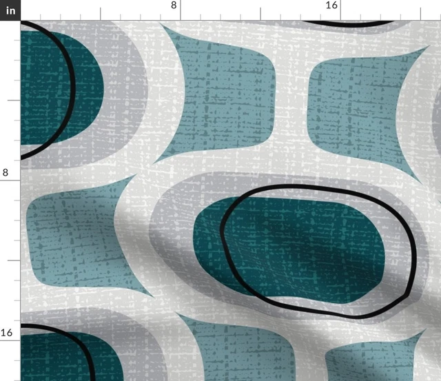 Orbs Teal Vintage Retro 70S 60S Scandinavian Spoonflower Fabric by the Yard
