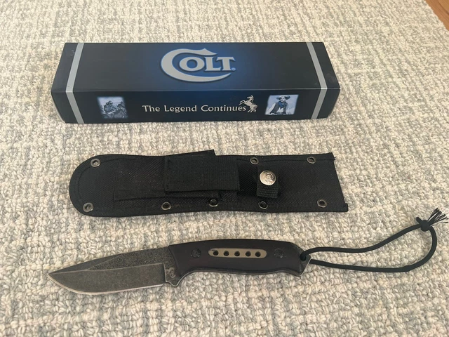 RARE NIB COLT CT623 Black Bushcraft Fixed Blade Knife W Box & Sheath ...