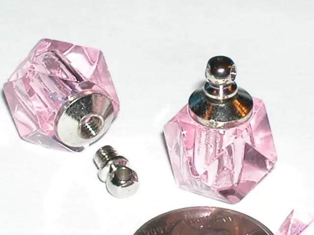1 pc Pink Crystal Ball Miniature Perfume vial tiny little bottle Screw Cap*