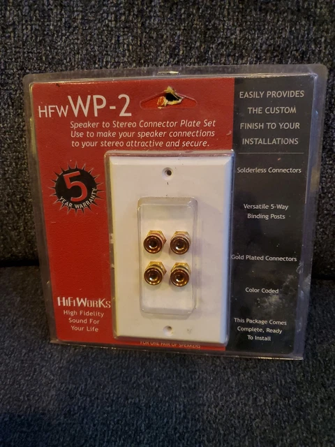Home Theater Speaker Wall Plate 2 Speaker Panel Banana Binding Post Plug  NIP