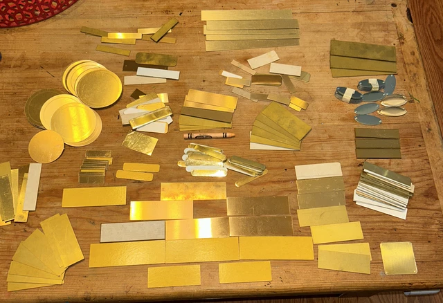 Vintage Engravable Blank Brass Name Plates Huge Lot Various Shapes And Sizes
