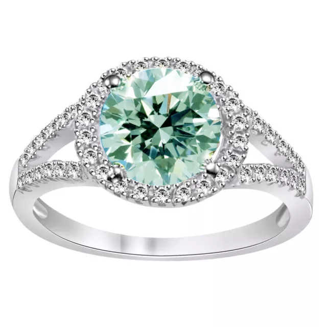 3.06Ct Vvs1=!Blue White Round Moissanite Diamond Engagement Silver Ring size 7