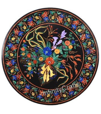 Look Incrustation Multi Couleur Pierres Marbre Café Table Haut Royal Look Fin 45.7cm 