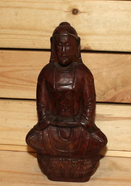 Vintage Asian hand carving wood Buddha figurine