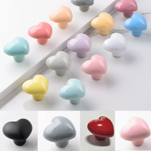 Heart Shaped Ceramic Knob Closet Drawer Wardrobe Cabinet Cupboard Pull Handles
