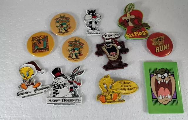 Lot Of 11 Vintage Looney Tunes Cartoon Fridge Magnets Taz Tweety Coyote