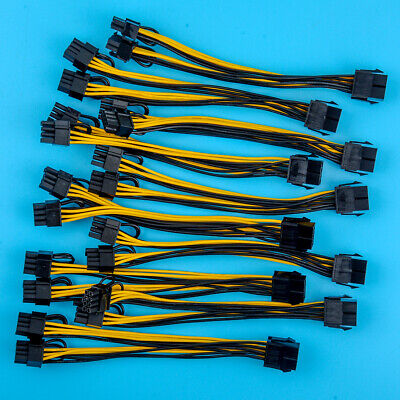 10Pcs PCI-E 8Pin Female To Dual 8Pin 6+2 Pin Male Video Card Power Adapter Cable